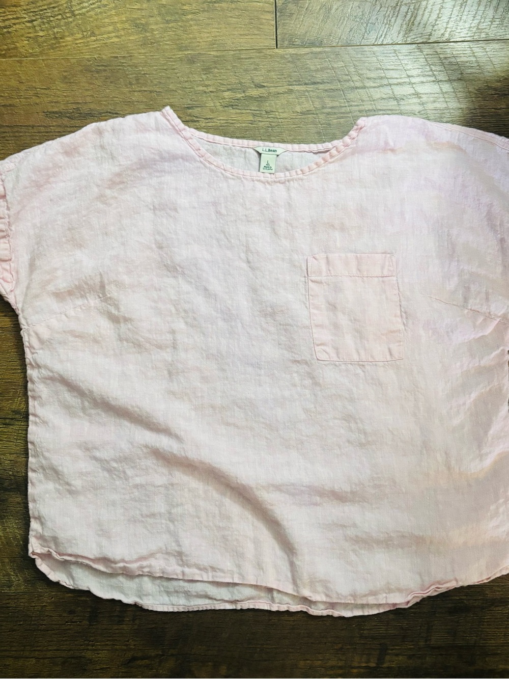 L.L. Bean Pale Pink Short-Sleeve Pocket Blouse